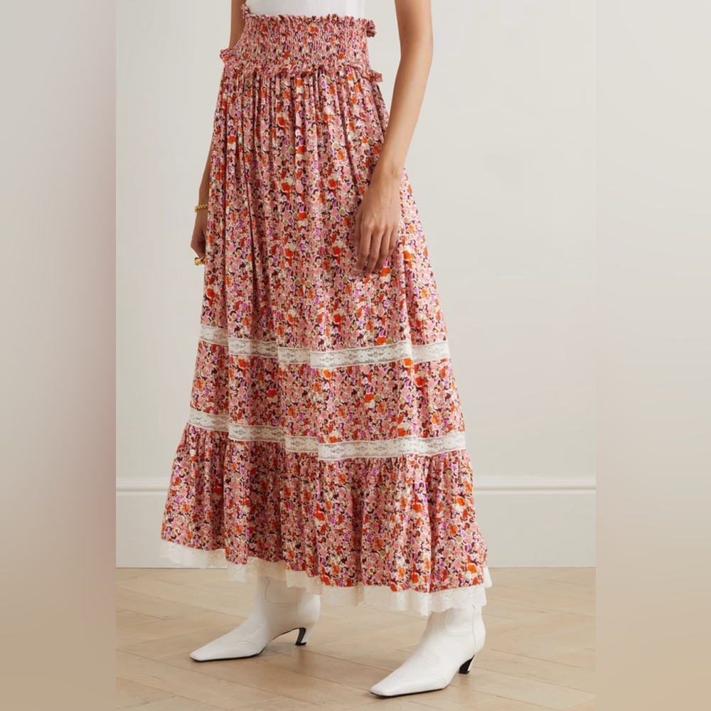 Floral Pink Maxi Skirt NWT Loretta Caponi
